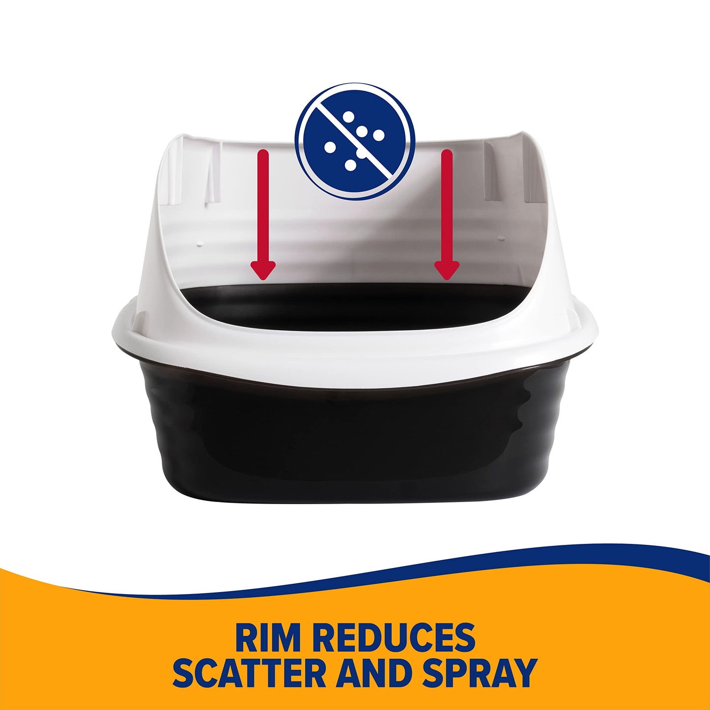 Arm & Hammer Rimmed Cat Litter Box with High Sides and Microban, Made in USA