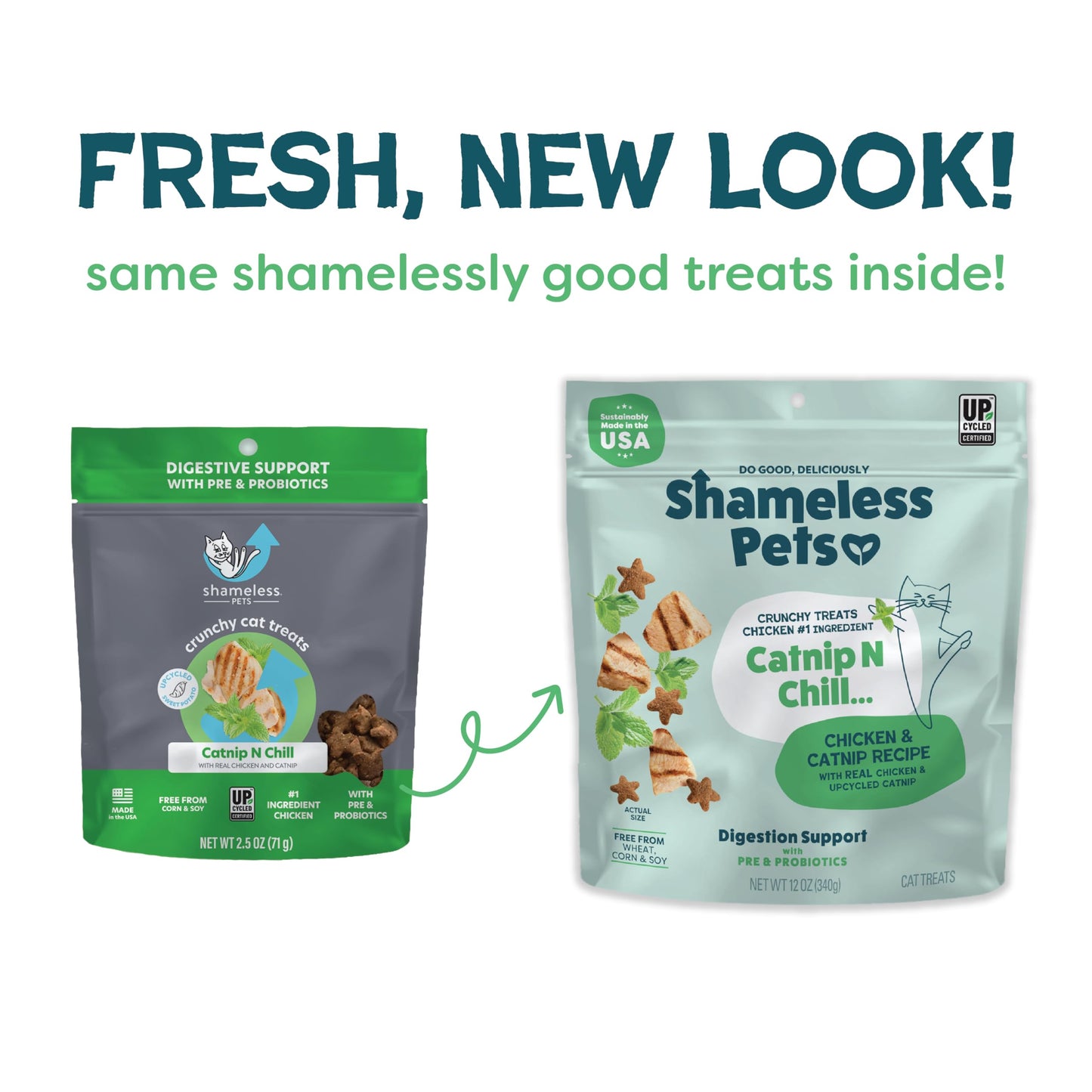 Shameless Pets Crunchy Cat Treats - Catnip Treats for Cats with Digestive Support, Kitten Treats with Real Chicken, Natural & Healthy Flavored Feline Snacks - Catnip N Chill, 1-Pk (12 Oz)