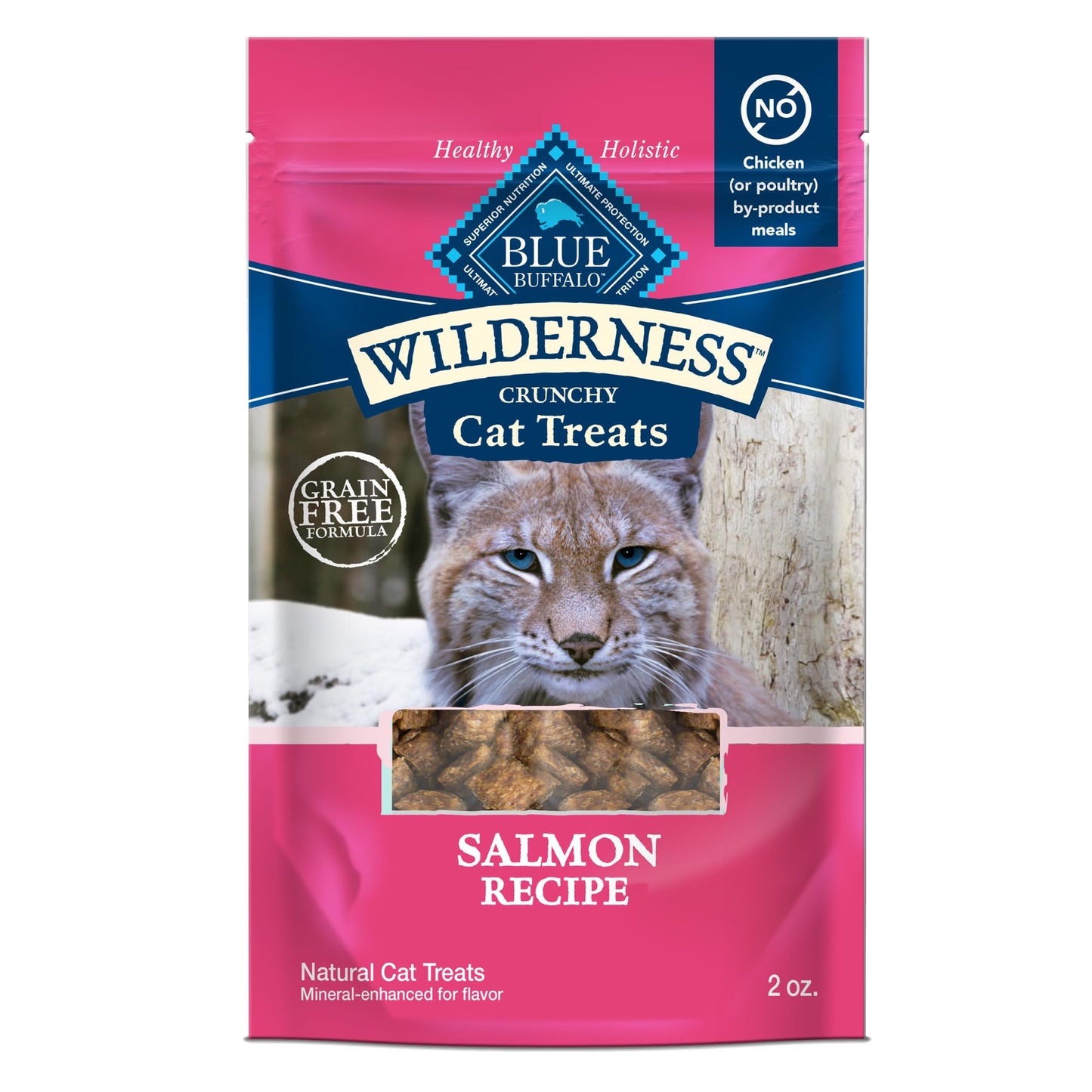 Blue Buffalo Wilderness High Protein Crunchy Cat Treats, Made with Natural Ingredients, Tasty Salmon Flavor, 2-oz Bag (Pack of 12)