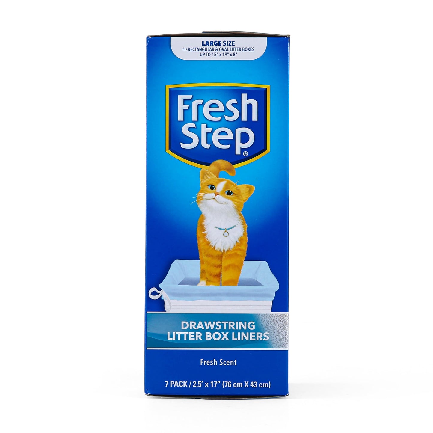 Fresh Step Drawstring Cat Litter Box Liners, Fresh Scent, Size Large,2.5"x17" - 7 Count | Kitty Litter Bags, Cat Litter Liners for All Cats To Keep Your Home Clean