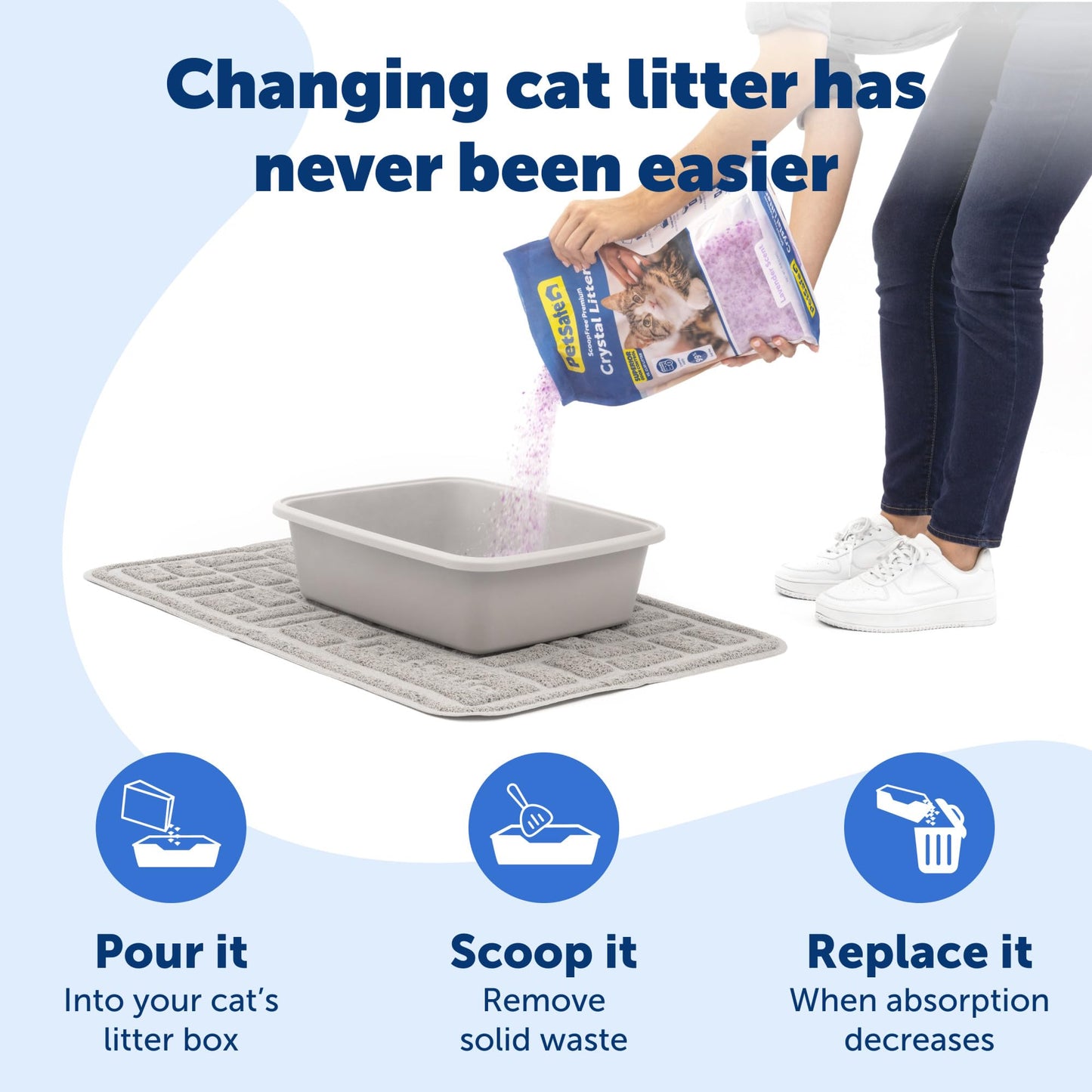 PetSafe ScoopFree Odor Control Crystal Cat Litter, Lavender Scent, 8 Lb Bag, Pack of 3