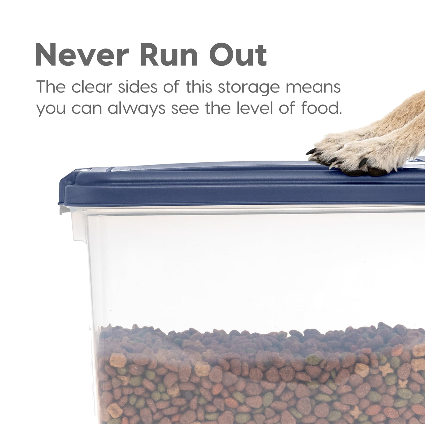IRIS USA Dog Food Storage Container, 30 lbs & 11 lbs Combo, Cat Food Storage Container, Dog Treat Container, Airtight, Stackable, 2-Cup Scoop, Wheels, Easy Mobility, Navy