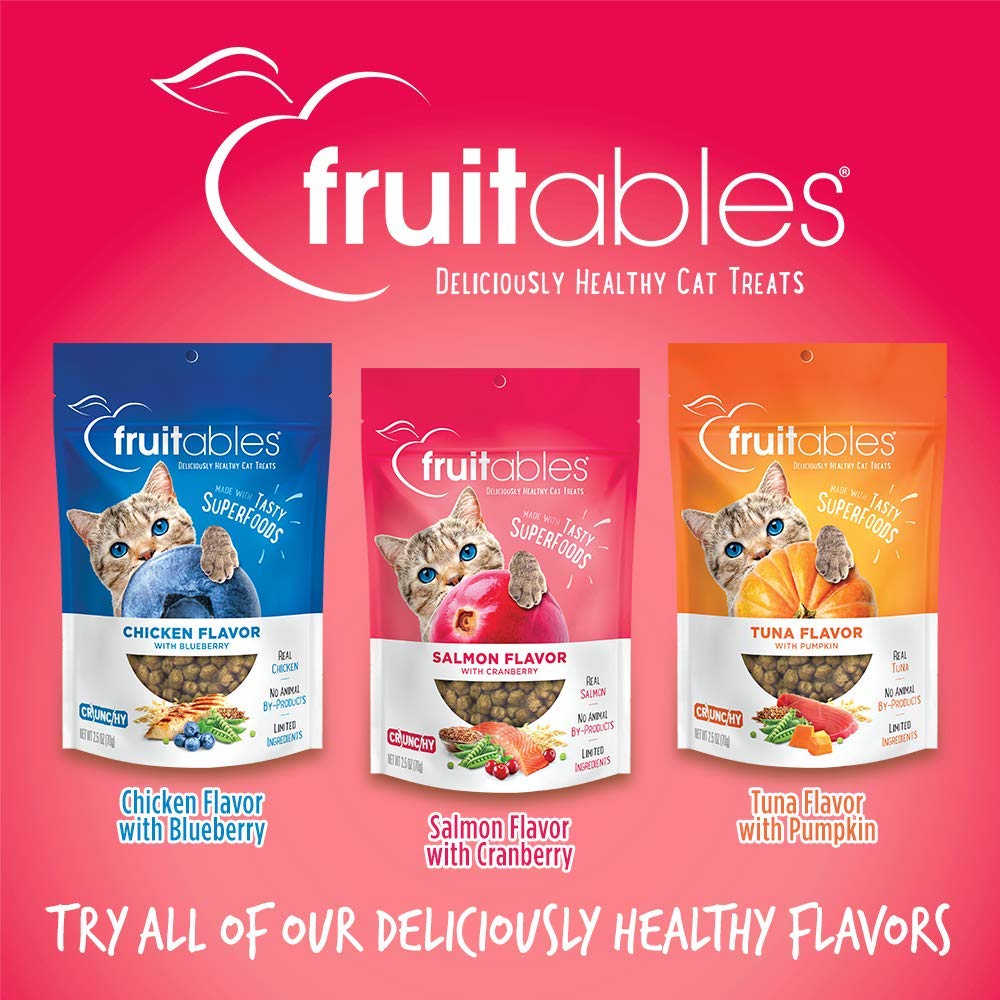 Fruitables Cat Treats – Crunchy Treats for Cats – Healthy Low Calorie Treats Packed with Protein – Free of Wheat, Corn and Soy – Made with Real Salmon with Cranberry – 30 Ounces