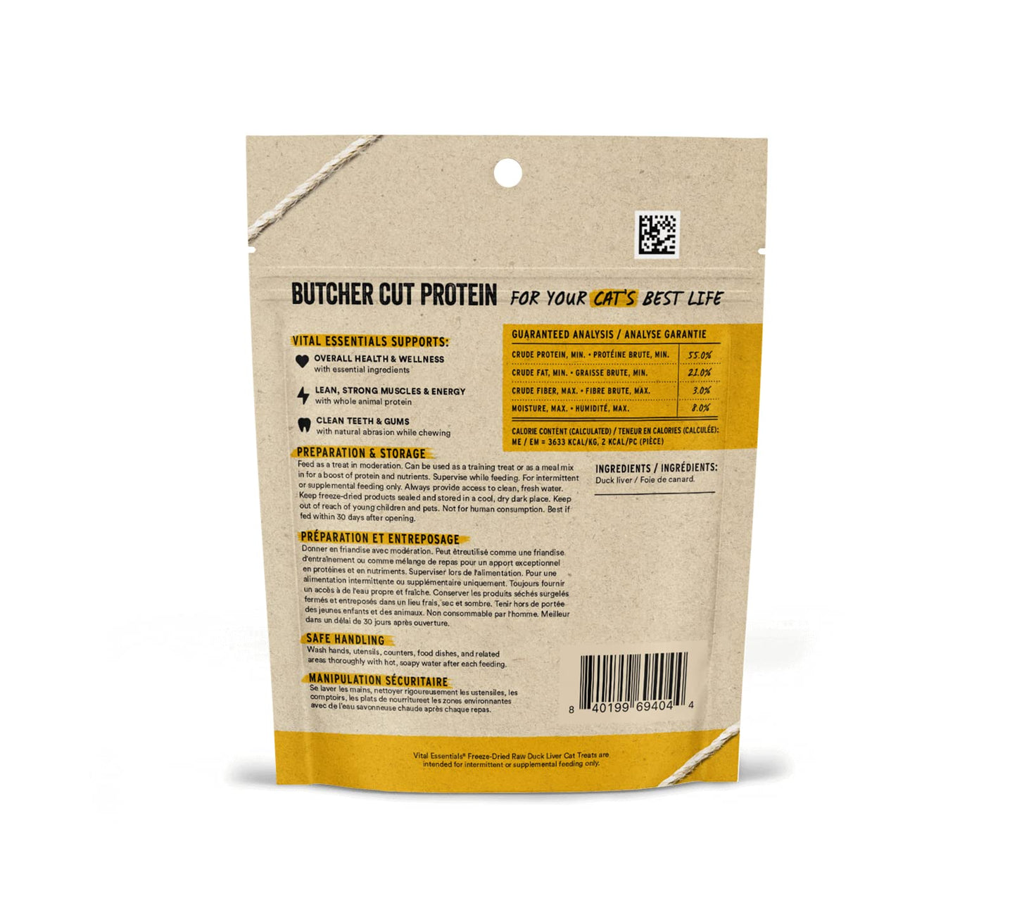 Vital Essentials Freeze Dried Raw Single Ingredient Cat Treats, Duck Liver, 0.9 oz