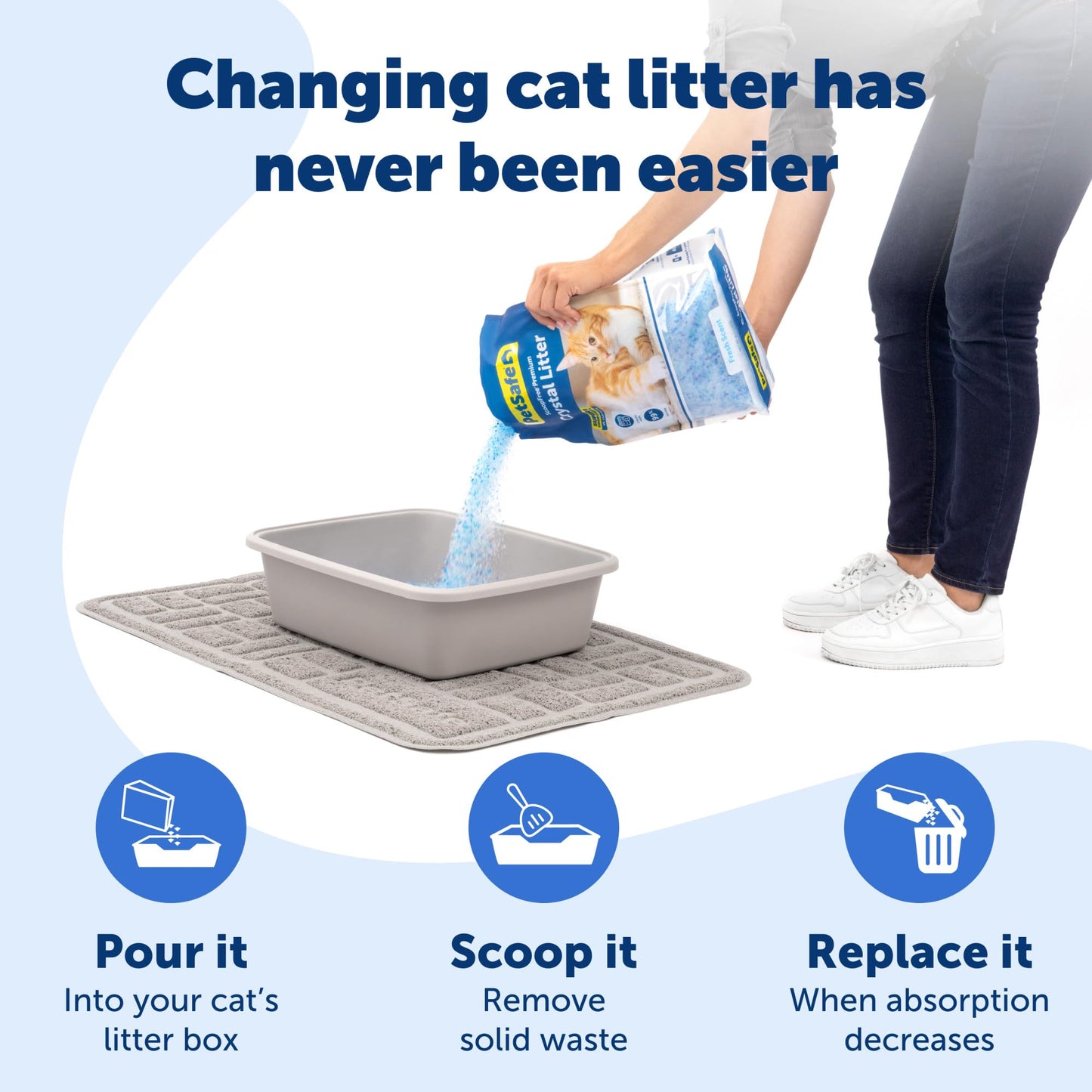 PetSafe ScoopFree Odor Control Crystal Cat Litter, Fresh Scent, 8 Lb Bag, Pack of 3