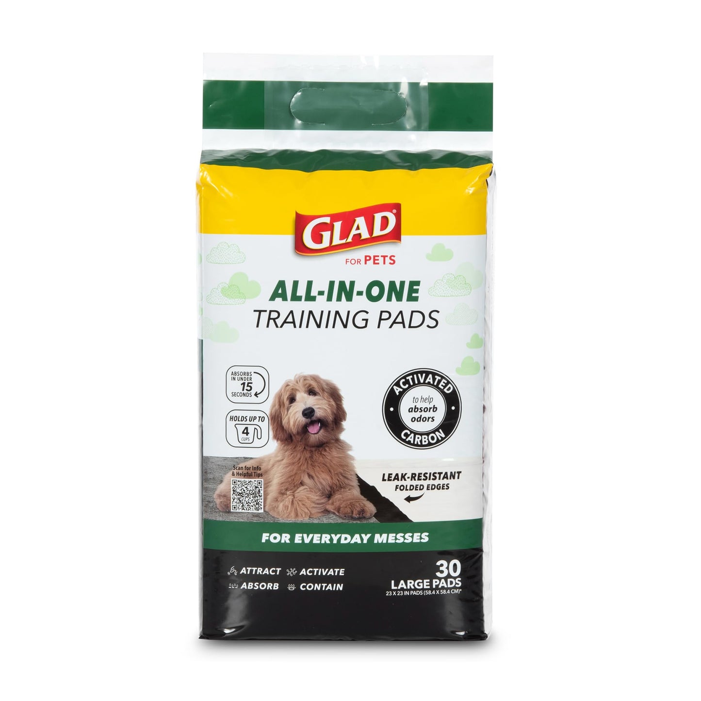 Glad for Pets Black Charcoal Puppy Pads | Puppy Potty Training Pads That ABSORB & NEUTRALIZE Urine Instantly | New & Improved Quality Dog Training Pads, 30 count