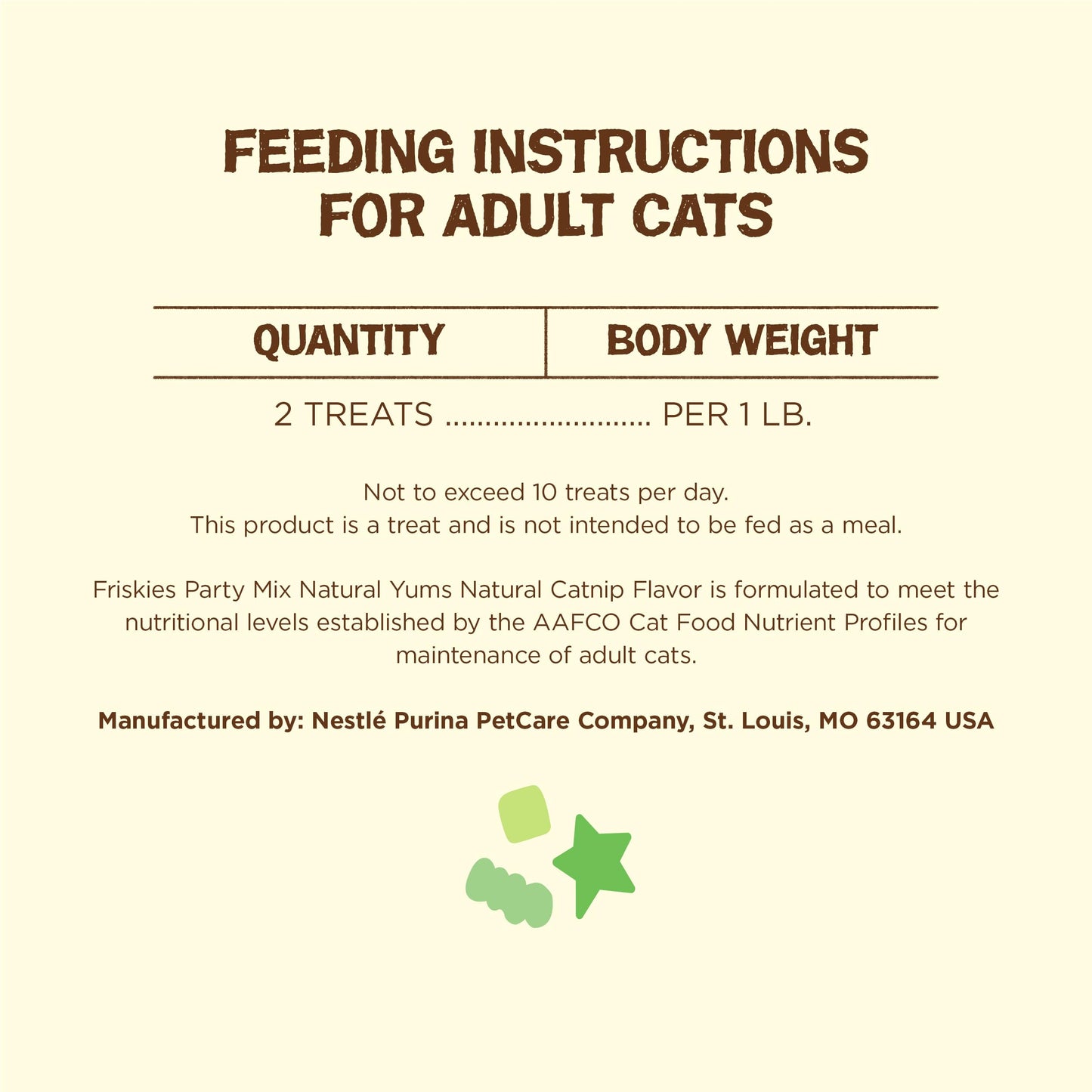 Purina Friskies Made in USA Facilities, Natural Cat Treats, Party Mix Natural Yums Catnip Flavor - (Pack of 10) 2.1 oz. Pouches