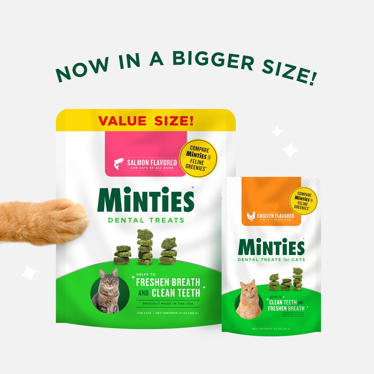 Minties Dental Treats for Cats, Chicken Flavored Treats for Cats, Freshens Breath and Controls Tartar, 2.5oz