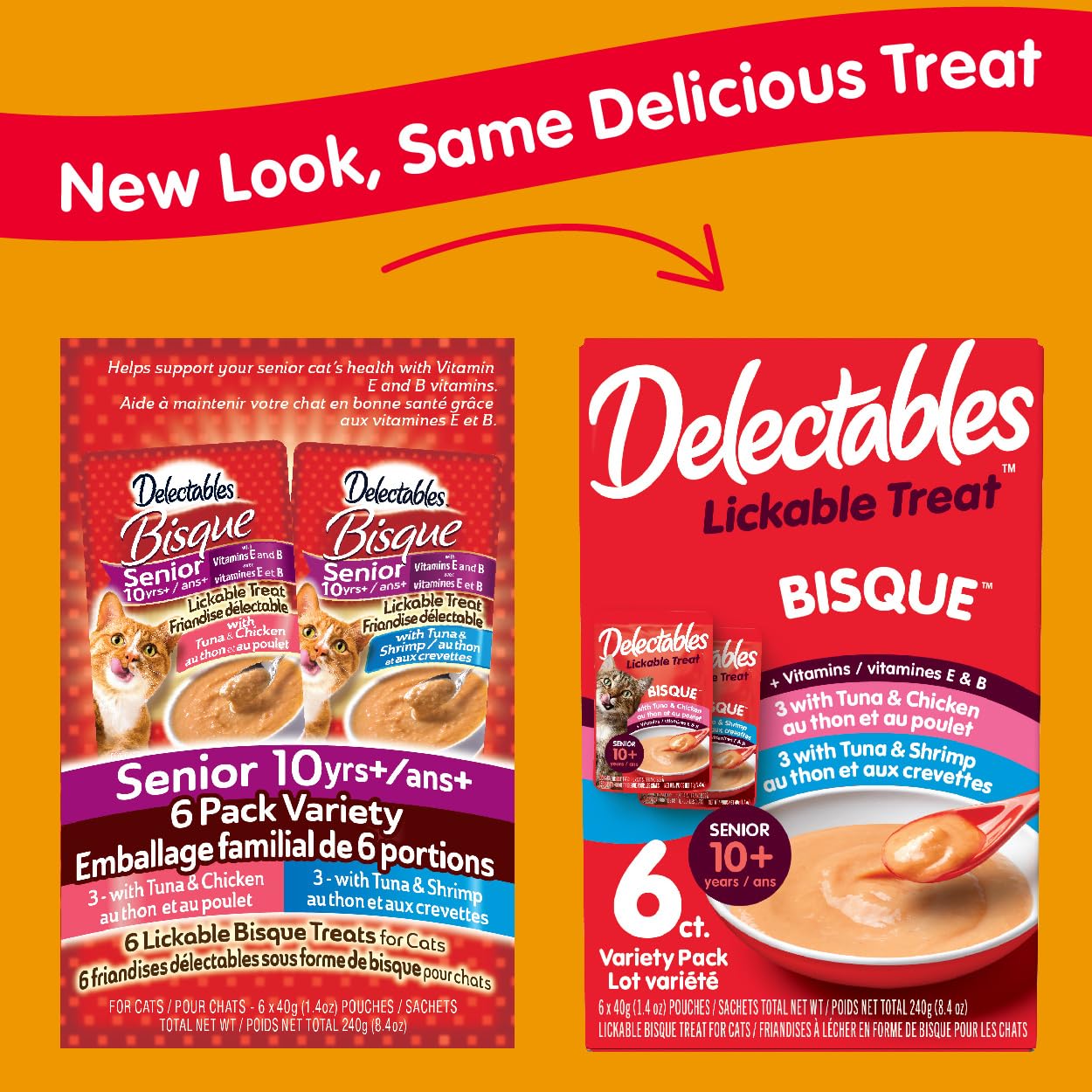 Delectables Bisque Senior 10+ Lickable Cat Treats Variety Pack, 6 Count (Pack of 6)