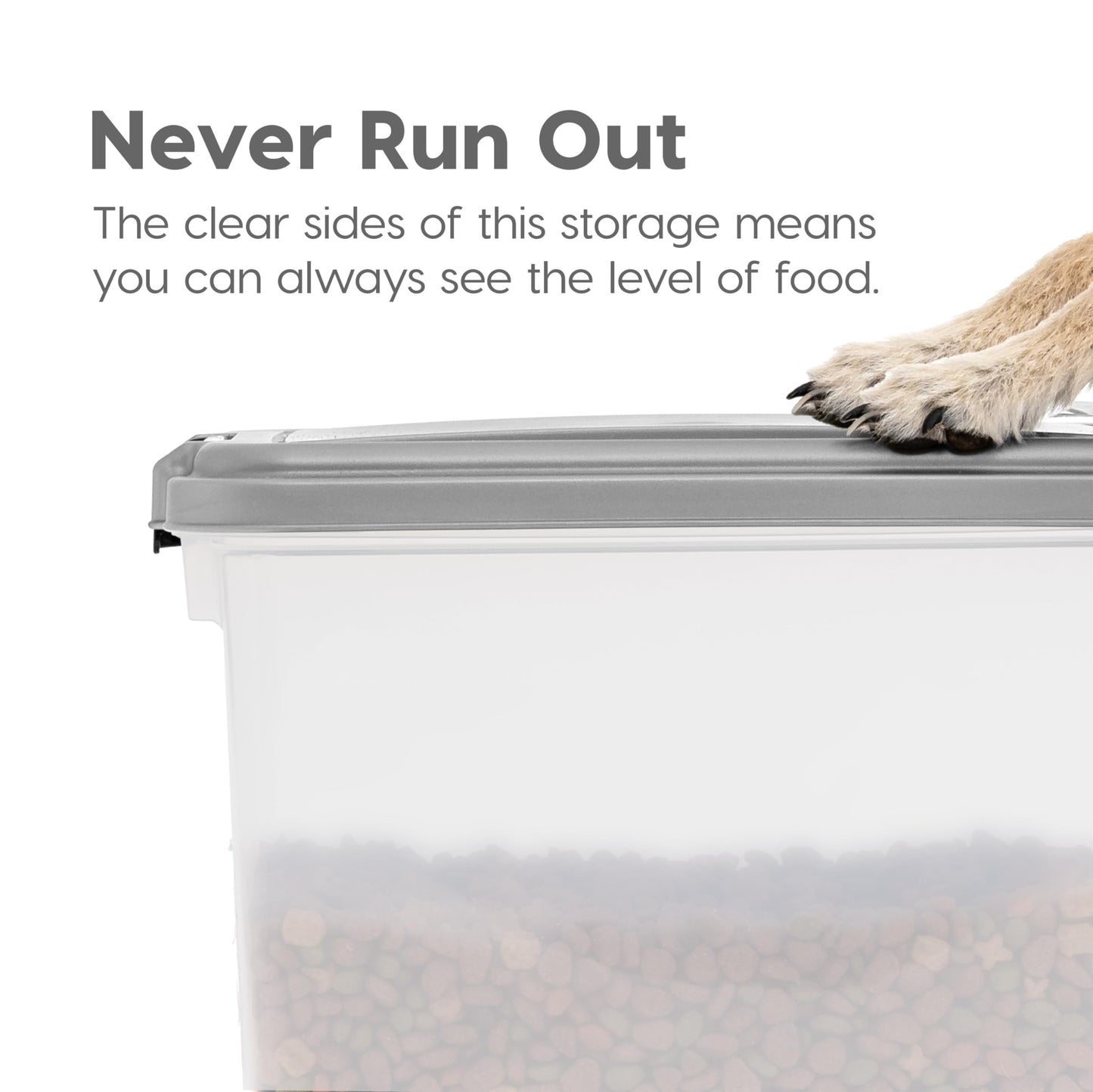 IRIS USA Dog Food Storage Container, 30 lbs & 11 lbs Combo, Cat Food Storage Container, Dog Treat Container, Airtight, Stackable, 2-Cup Scoop, Wheels, Easy Mobility, Silver