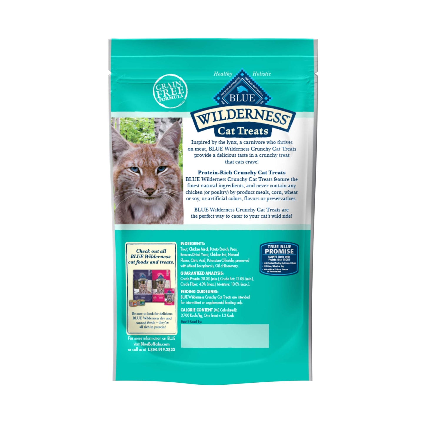 Blue Buffalo Wilderness High Protein Crunchy Cat Treats, Made With Natural Ingredients, Tasty Trout, 2-oz Bag (Pack of 12)