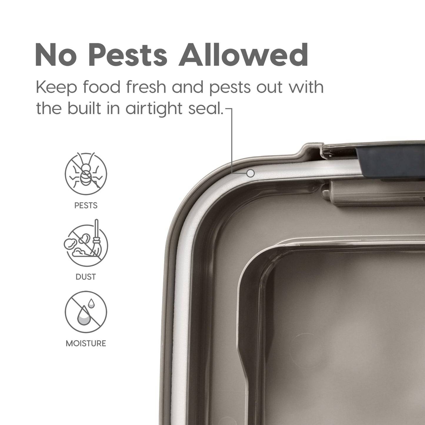 IRIS USA Dog Food Storage Container, 30 lbs & 11 lbs Combo, Cat Food Storage Container, Dog Treat Container, Airtight, Stackable, 2-Cup Scoop, Wheels, Easy Mobility, Silver