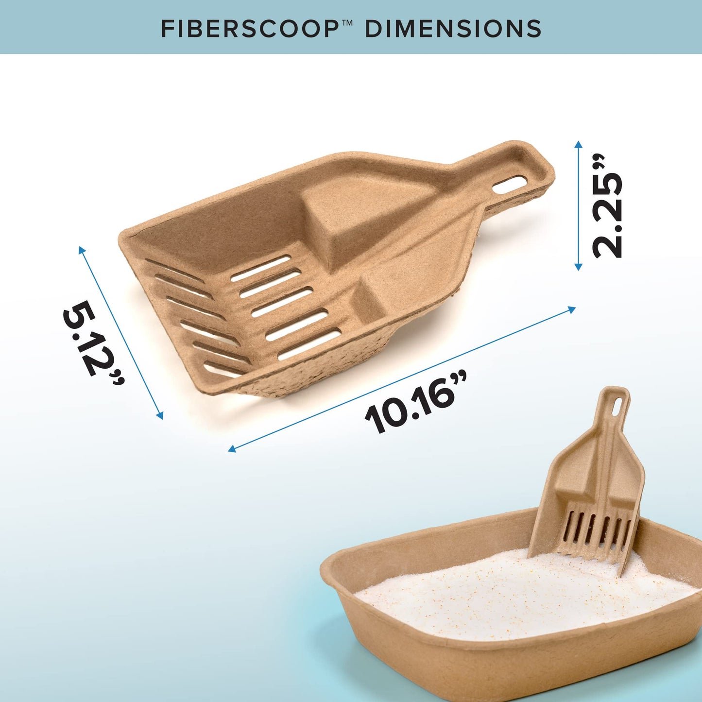 Bundle of Kitty Sift (6-Pack) Large Disposable Cat Litter Box + Kitty Sift FiberScoop Disposable Litter Scooper, Plastic-Free & Sustainable