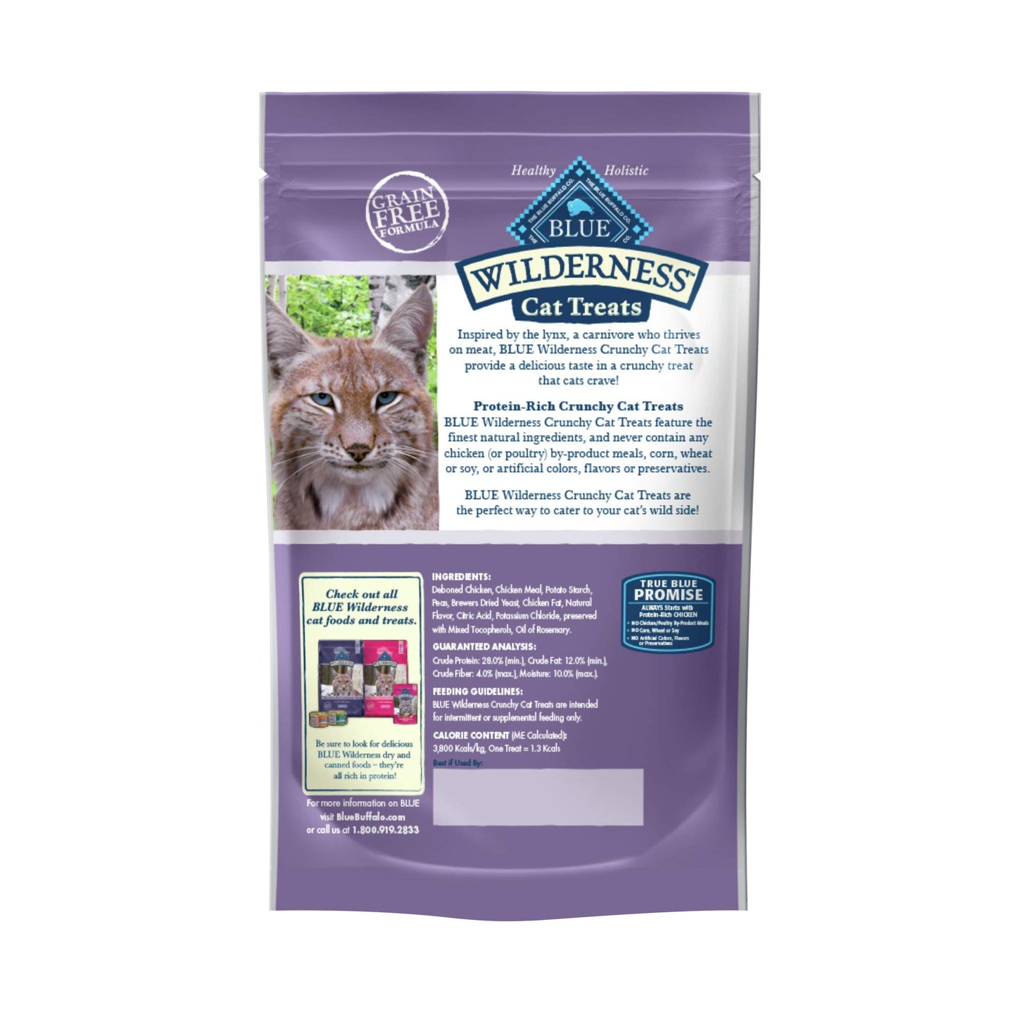 Blue Buffalo Wilderness High Protein Crunchy Cat Treats, Made With Natural Ingredients, Tasty Chicken, 2-oz Bag (Pack of 12)