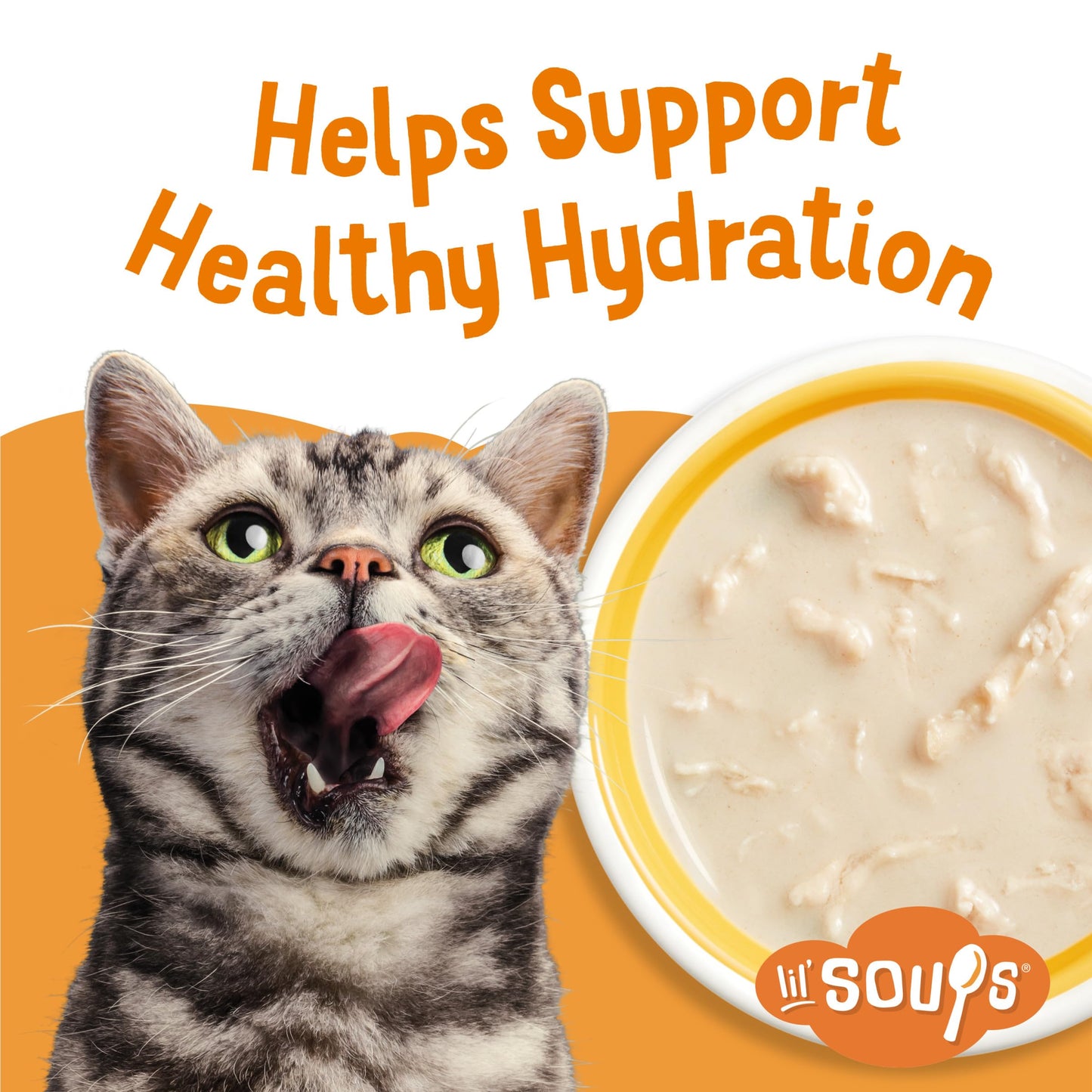 Purina Friskies Natural, Grain Free Wet Cat Food Lickable Cat Treats, Lil' Soups Flaked Chicken - (Pack of 8) 1.2 oz. Tubs