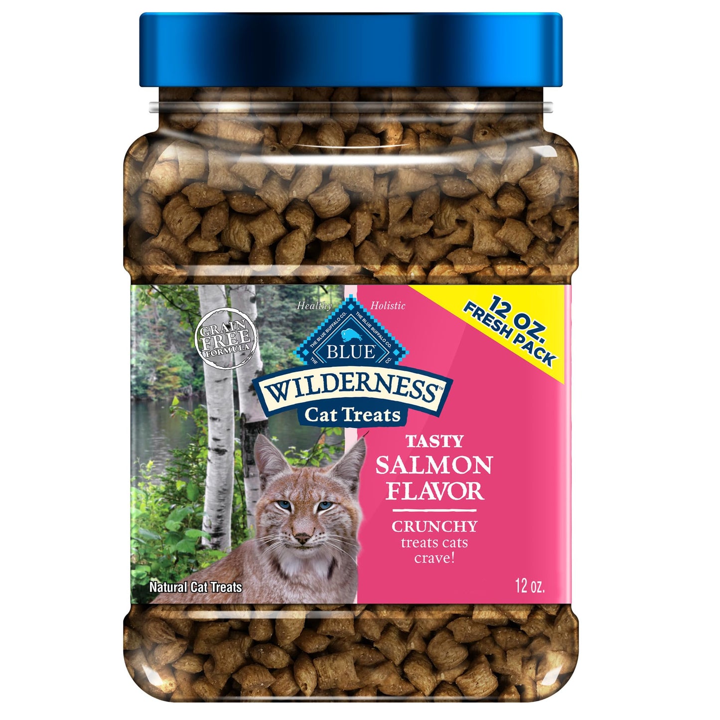 Blue Buffalo Wilderness Crunchy Cat Treats, Made with Natural Ingredients, Tasty Salmon Flavor, 12-oz Tub