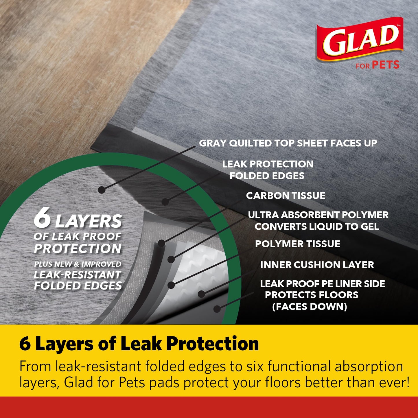 Glad for Pets Black Charcoal Puppy Pads | Puppy Potty Training Pads That ABSORB & NEUTRALIZE Urine Instantly | New & Improved Quality Dog Training Pads, 30 count