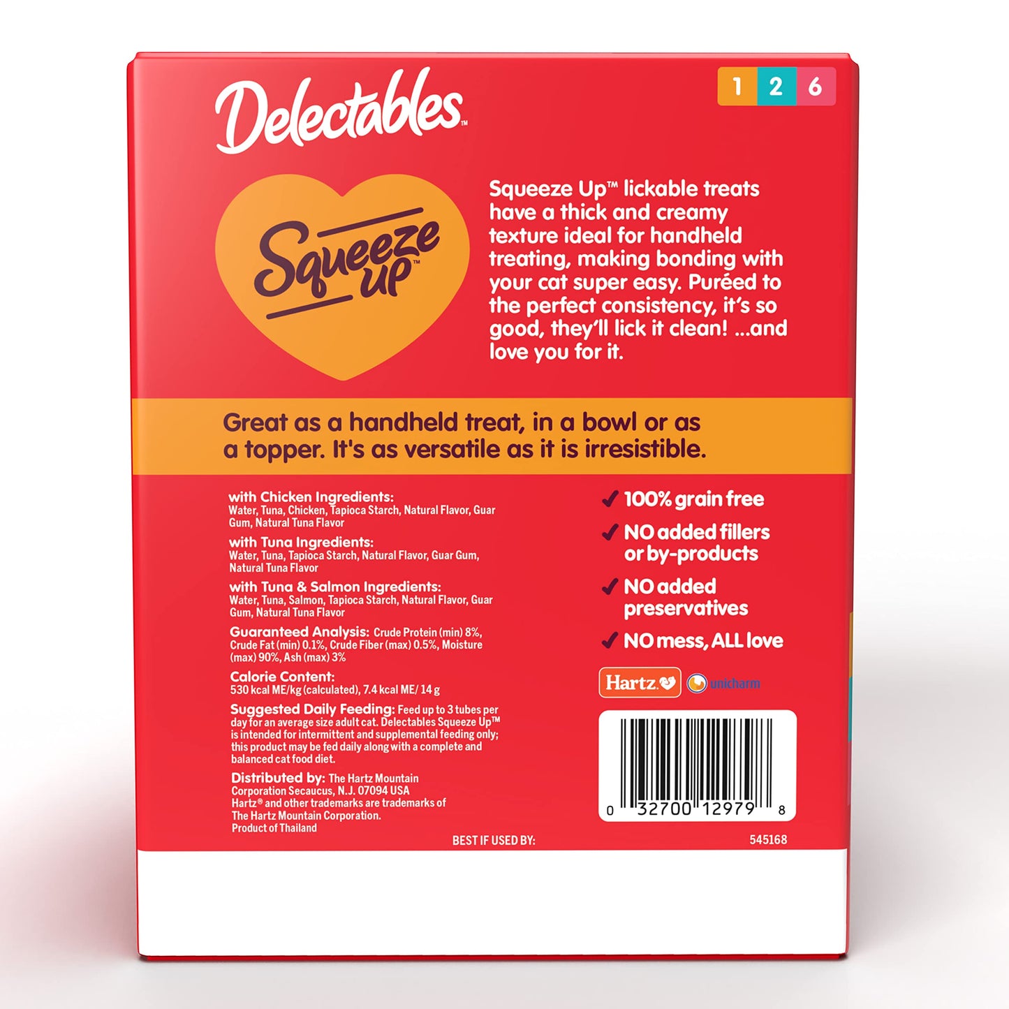 Delectables Squeeze Up Variety Pack, Creamy Squeezable Puree, Lickable Wet Cat Treats, Grain Free, No Added Fillers, No by-Products, No Added Preservatives, 0.5 Ounces Tube, 72 Tubes Total