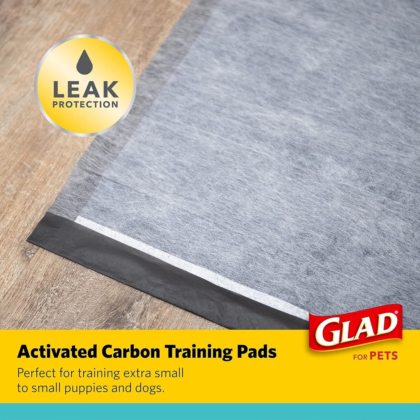 Glad for Pets Activated Charcoal Dog Training Pads, Small Size 17.5" x 23.5" Odor Absorbing, Pee Pads for Dogs Perfect for Training New Puppies, Charcoal, 120 Count (Pack of 2)