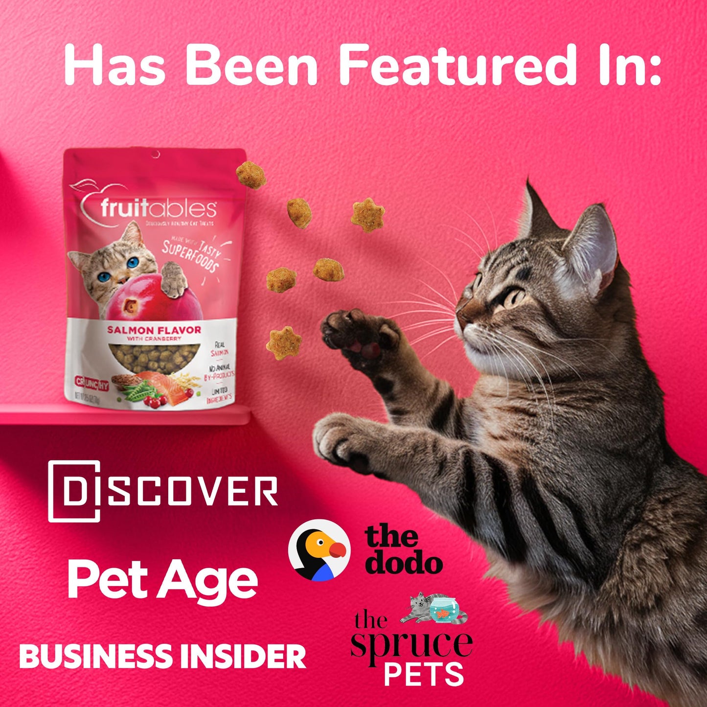 Fruitables Cat Treats, Healthy Treats for Cats, Low Calorie and Packed with Protein, Crunchy Biscuits, Free of Wheat, Corn and Soy, Made with Real Tuna and Pumpkin, 30oz