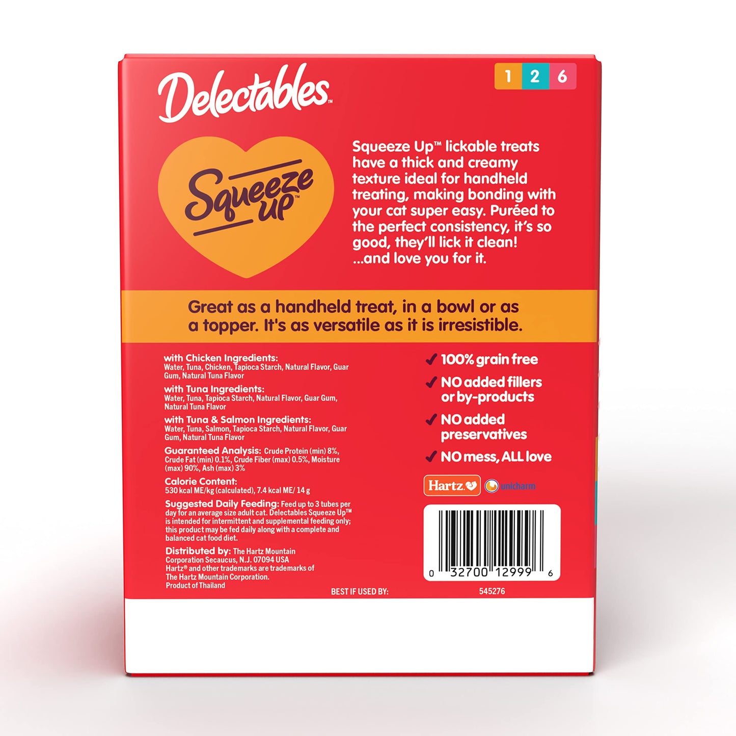 Delectables Squeeze Up Variety Pack, Creamy Squeezable Puree, Lickable Wet Cat Treats, Grain Free, No Added Fillers, No by-Products, No Added Preservatives, 0.5 Ounces Tube, 54 Tubes Total