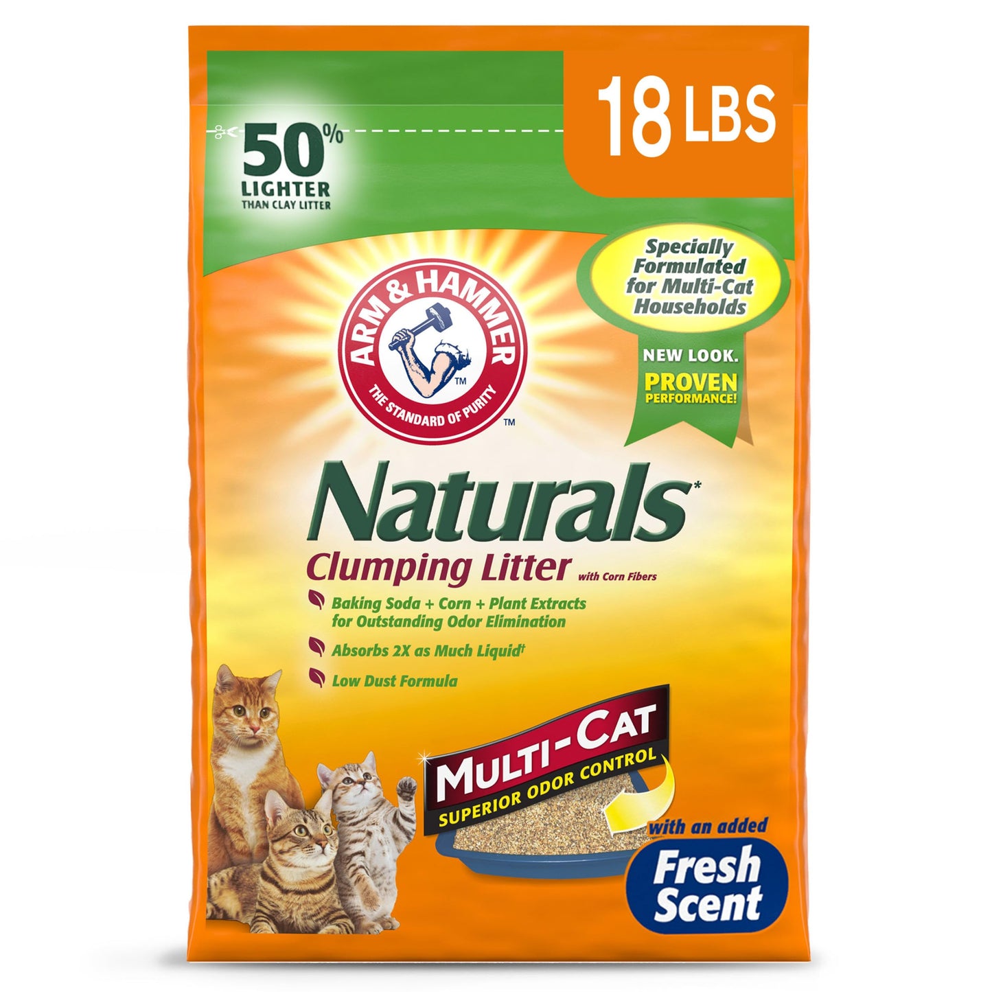 ARM HAMMER Naturals Cat Litter, Multi Cat, 18lb Bag