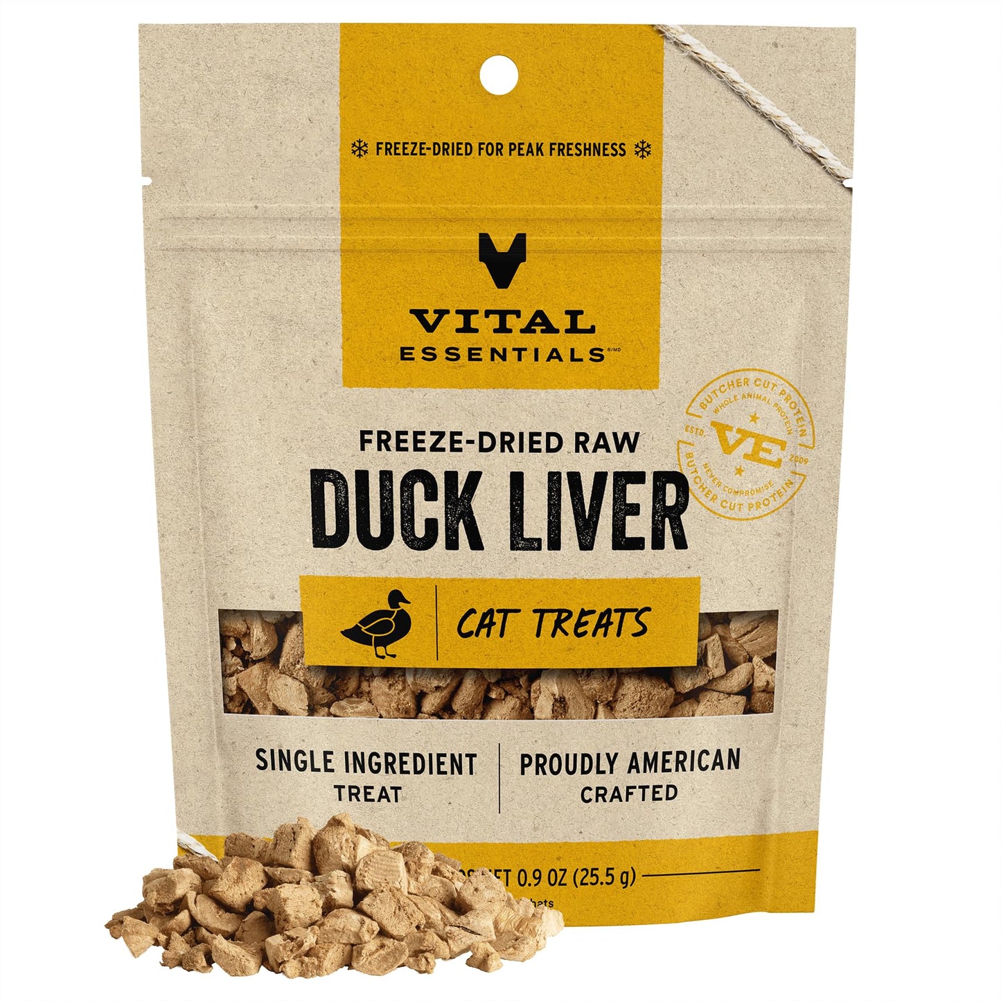 Vital Essentials Freeze Dried Raw Single Ingredient Cat Treats, Duck Liver, 0.9 oz