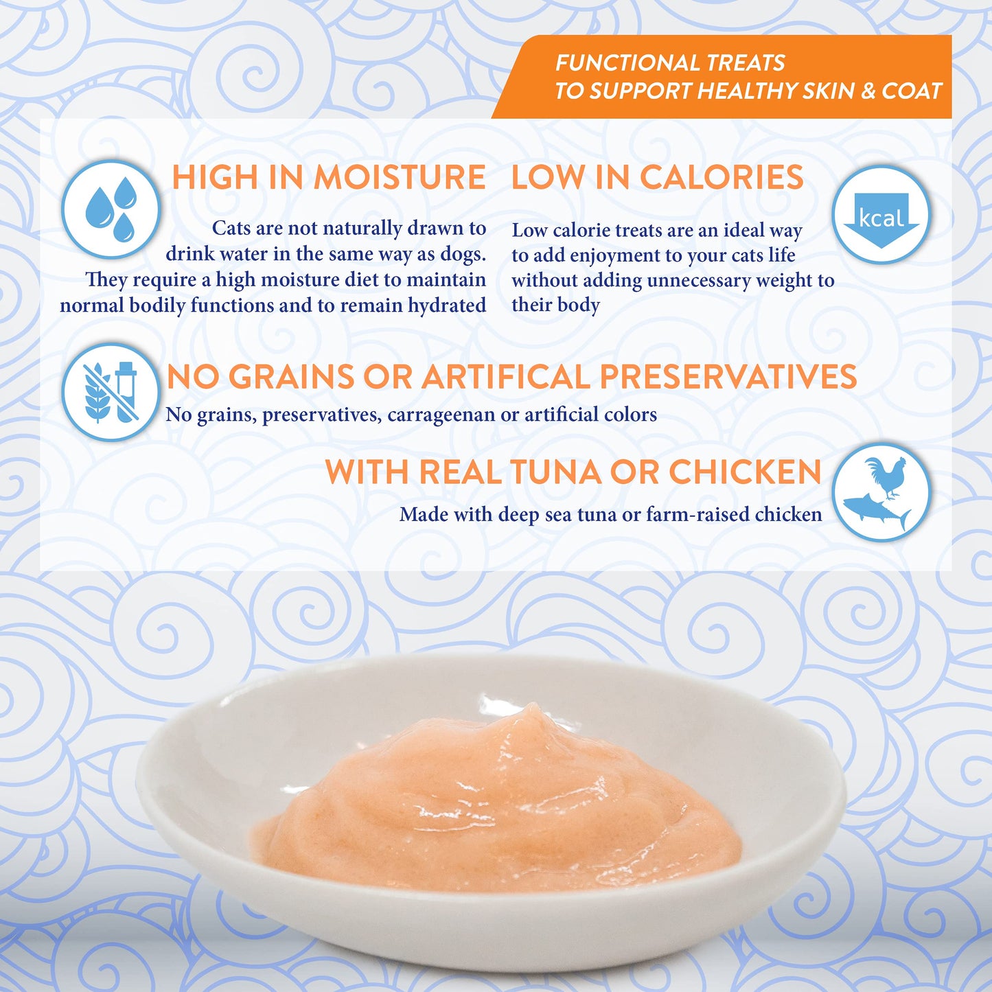 INABA Churu Lickable Purée Natural Cat Treats for Skin and Coat with Omega Oils, Taurine and Vitamin E, 0.5 Ounces Each, 24 Tubes (Four Per Package), Tuna Recipe