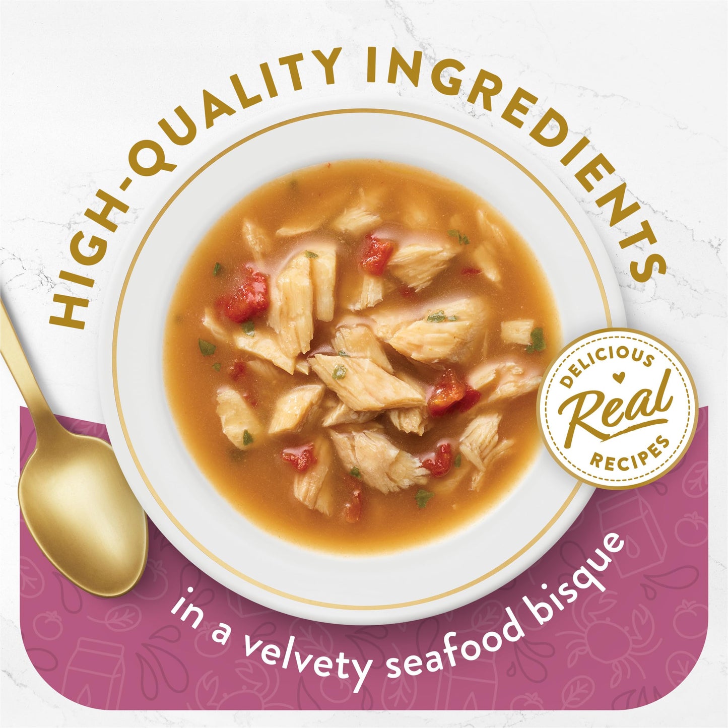 Purina Fancy Feast Lickable Wet Cat Food Broth Topper Seafood Bisque and Accents of Real Crab - (Pack of 16) 1.4 oz. Pouches