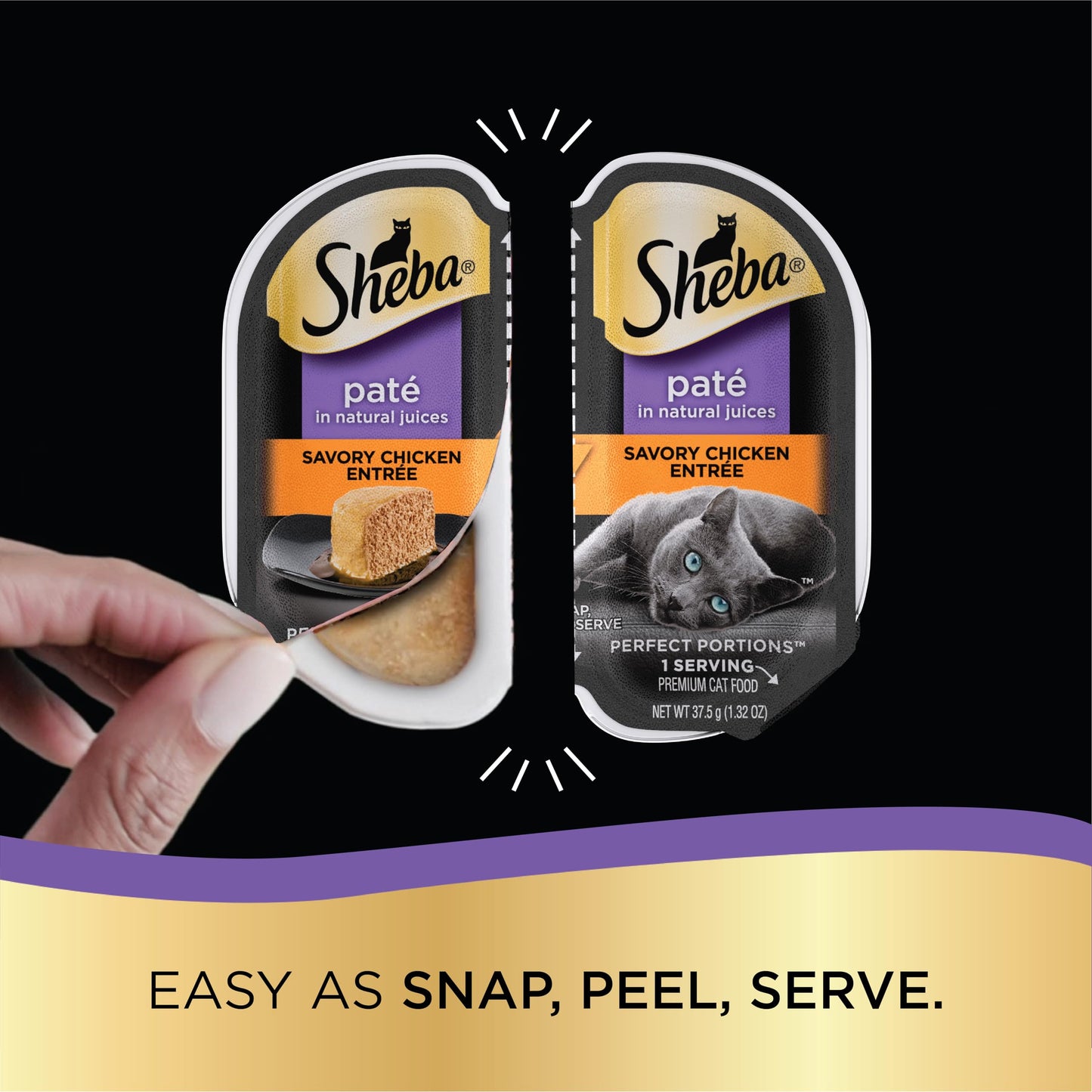 Sheba Perfect Portions Cuts in Gravy Wet Cat Food Variety Pack, Roasted Chicken Entrée, Tender Turkey Entrée, with Sustainable Salmon, and with Sustainable Tuna, 2.6 oz. Trays (48 Count, 96 Servings)
