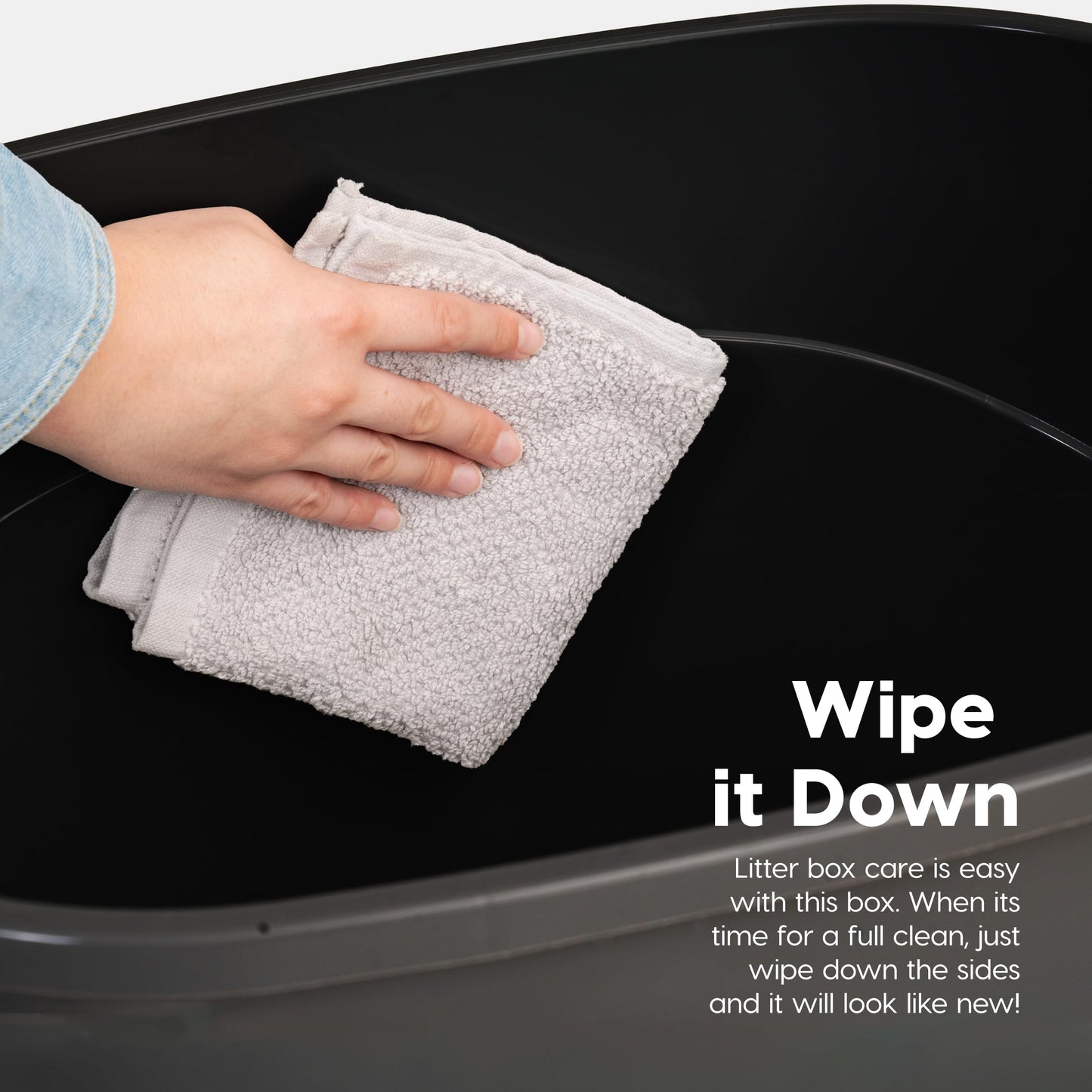 IRIS USA Cat Litter Box, Large Top Entry with Litter Catching Lid and Scoop, Dog Proof, Enclosed Cat Litter Box, Black/Gray