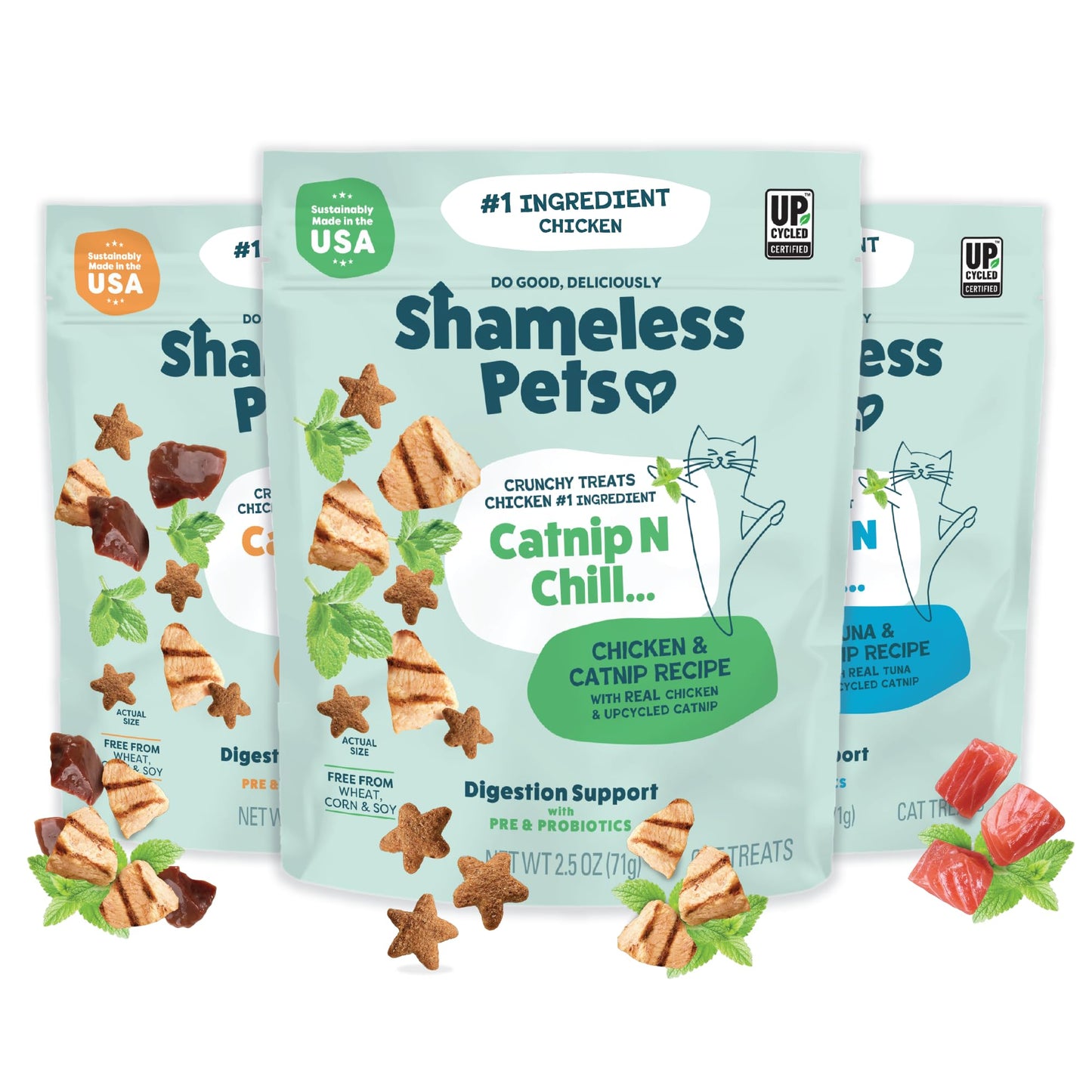 Shameless Pets Crunchy Cat Treats - Kitty Treats for Cats with Digestive Support, Natural Ingredients Kitten Treats with Real Ingredients, Healthy Flavored Feline Snacks - Variety Pack, 3-Pk