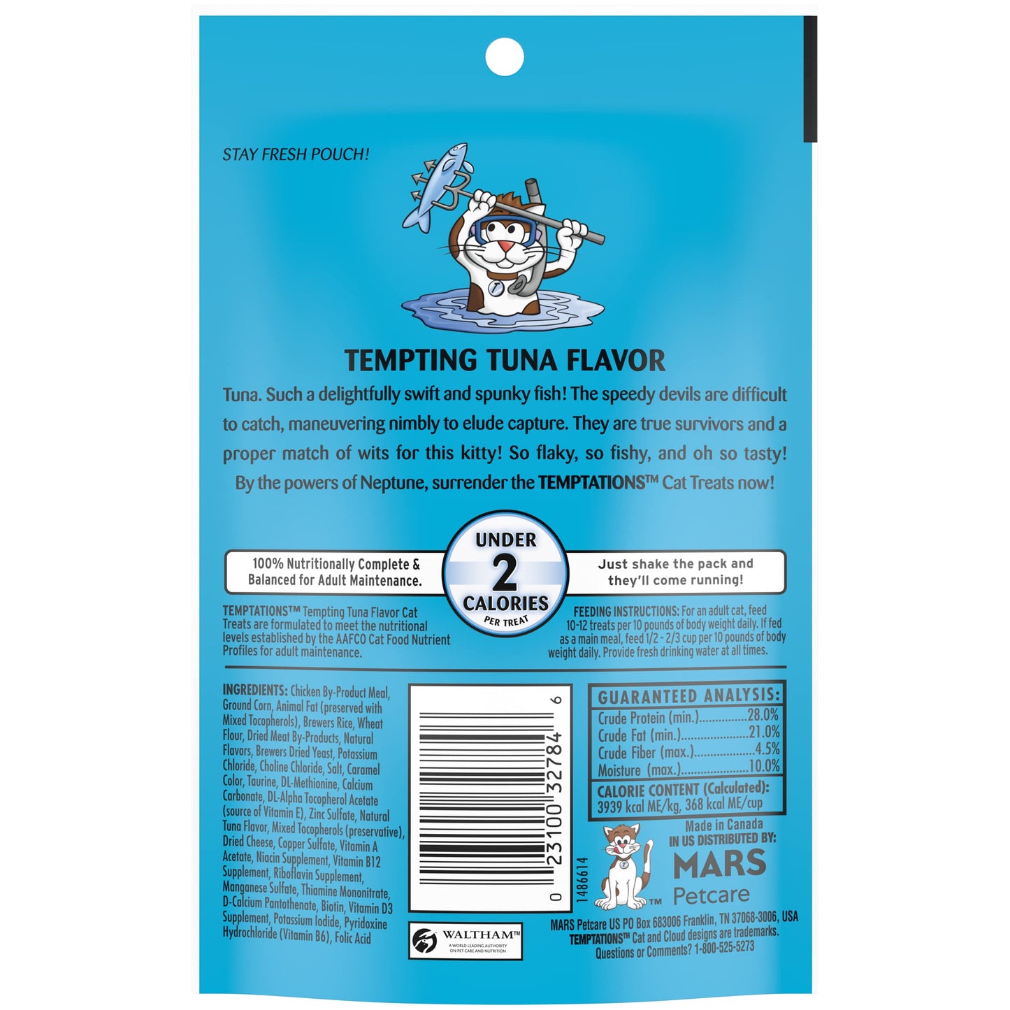 Temptations Classic Crunchy and Soft Cat Treats Tempting Tuna Flavor, 3 oz. Pouch (Pack of 12)