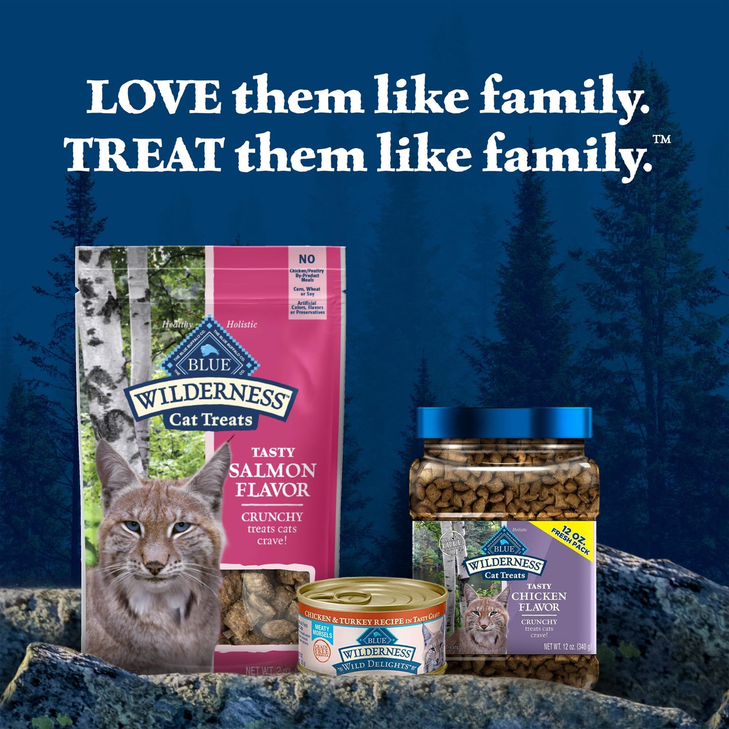 Blue Buffalo Wilderness High Protein Crunchy Cat Treats, Made with Natural Ingredients, Tasty Salmon Flavor, 2-oz Bag (Pack of 12)
