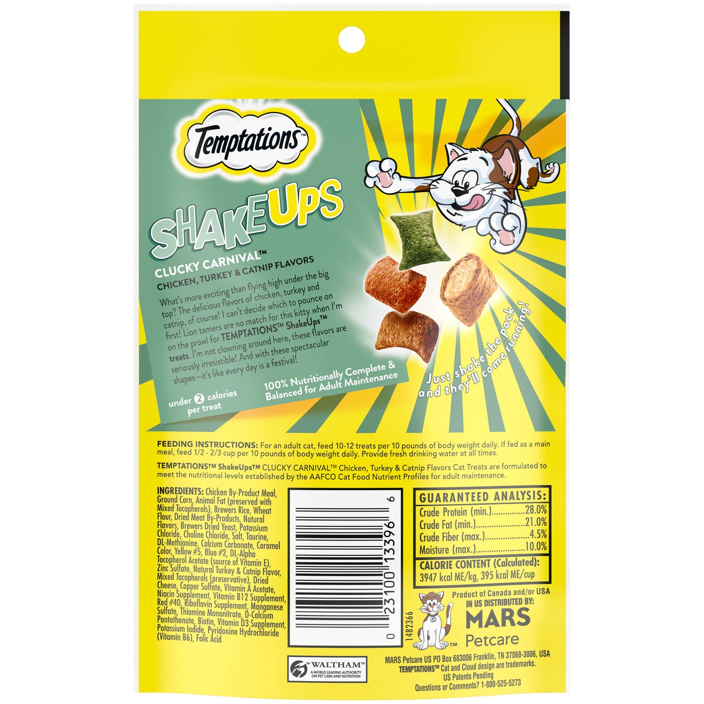 Temptations ShakeUps Crunchy and Soft Cat Treats, Clucky Carnival Flavor, (12) 2.47 oz. Pouches