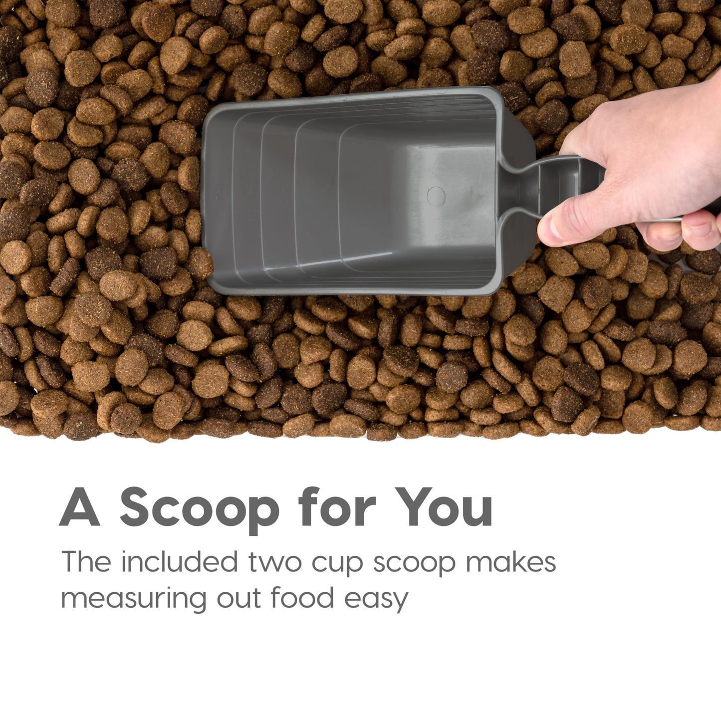 IRIS USA Dog Food Storage Container, 30 lbs & 11 lbs Combo, Cat Food Storage Container, Dog Treat Container, Airtight, Stackable, 2-Cup Scoop, Wheels, Easy Mobility, Dark Gray