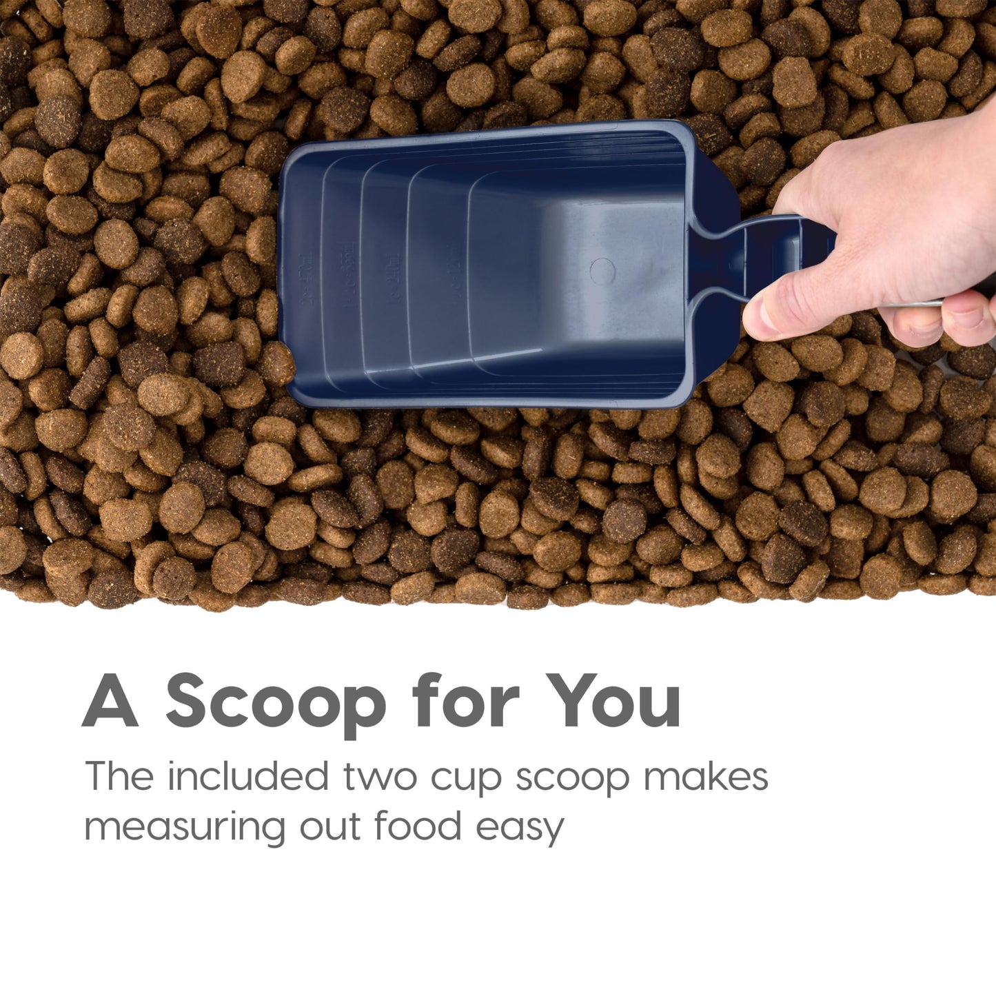 IRIS USA Dog Food Storage Container, 30 lbs & 11 lbs Combo, Cat Food Storage Container, Dog Treat Container, Airtight, Stackable, 2-Cup Scoop, Wheels, Easy Mobility, Navy