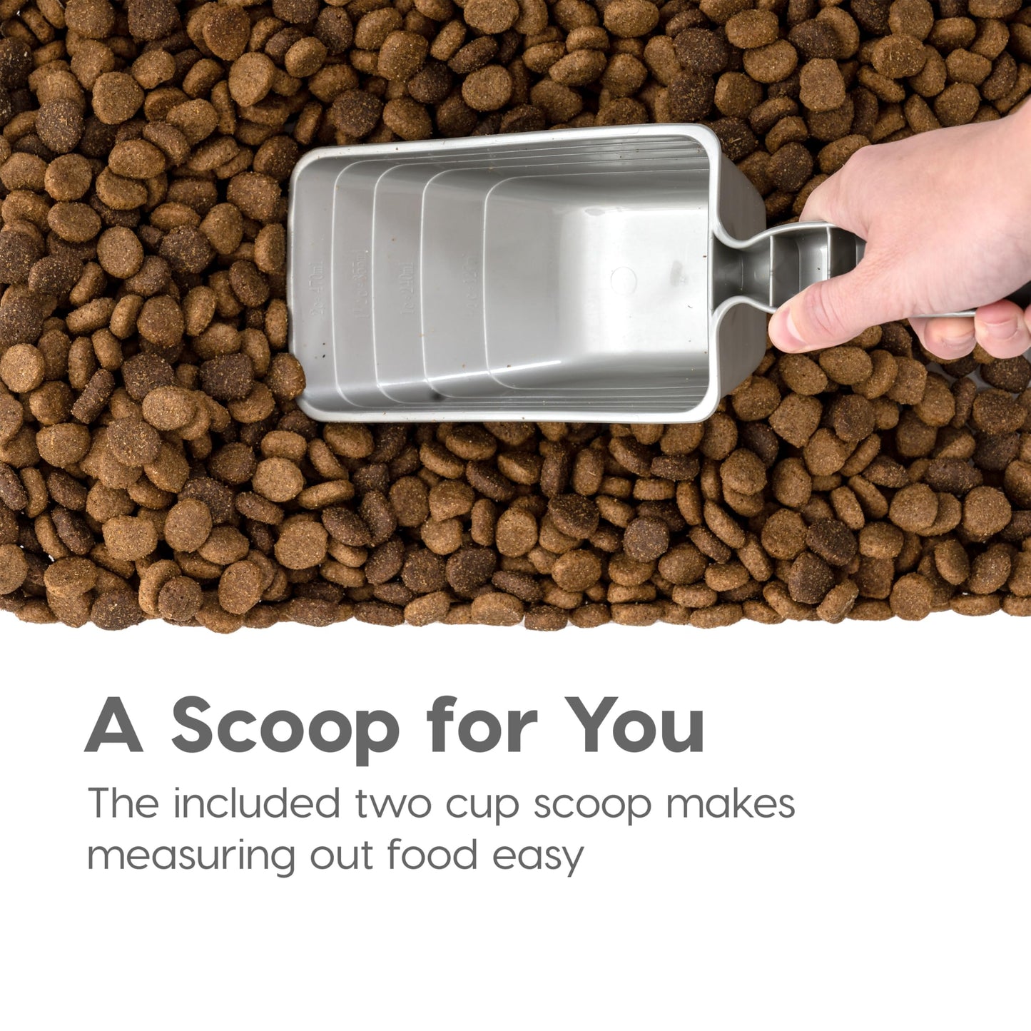 IRIS USA Dog Food Storage Container, 30 lbs & 11 lbs Combo, Cat Food Storage Container, Dog Treat Container, Airtight, Stackable, 2-Cup Scoop, Wheels, Easy Mobility, Silver