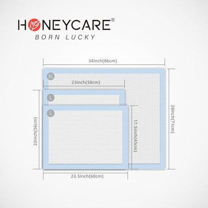 Honey Care All-Absorb, Small 17.5" x 23.5", 120 Count, Dog and Puppy Training Pads, Ultra Absorbent and Odor Eliminating, Leak-Proof 5-Layer Potty Training Pads with Quick-Dry Surface, Blue, A05