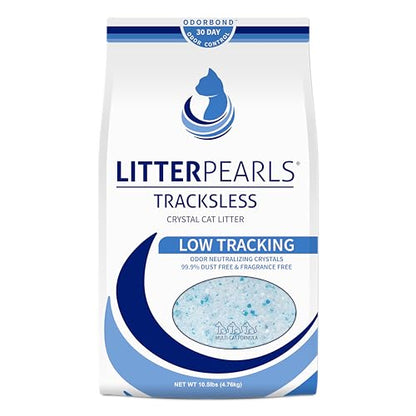 Litter Pearls Tracksless Unscented Non-Clumping Crystal Cat Litter with Odorbond, 10.5 Pounds