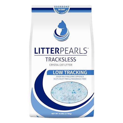 Litter Pearls Tracksless Unscented Non-Clumping Crystal Cat Litter with Odorbond, 10.5 Pounds