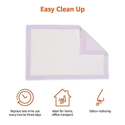 Amazon Basics Cat Pee Pads, 100 Count, Universal Fit for Litter Box, Odor Control with Fresh Scent, White/Purple