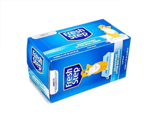 Fresh Step Drawstring Cat Litter Box Liners, Fresh Scent, Size Jumbo, 36" x 19" | Kitty Litter Bags - Cat Litter Liners for Rectangle or Oval Large Litterboxes, 15 Count - 12 Pack