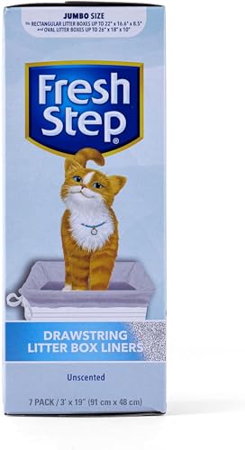 Fresh Step Drawstring Large Litter Box Liners | Heavy Duty Liners for Cat Litter Box | Scented & Unscented Available | Quick & Easy Cleanup, Unscented, Jumbo, 28 Count, 4 Pack