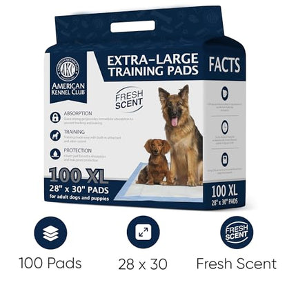 American Kennel Club Scented Puppy Training Pads with Ultra Absorbent Quick Dry Gel – 28 x 30 Pee Pads for Dogs - Fresh Scented - 100 Count