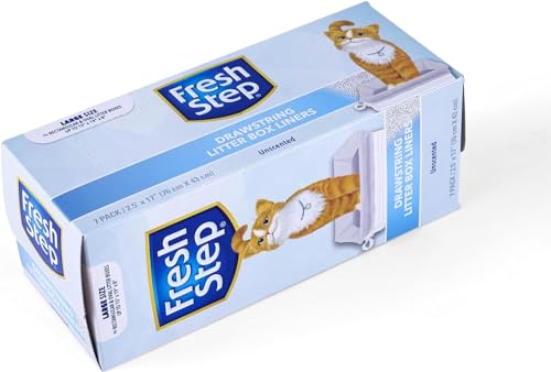 Fresh Step Drawstring Cat Litter Box Liners, Unscented, Size Large, 30" x 17" | Kitty Litter Bags - 7 Count - 36 Pack, Cat Litter Liners for All Cats to Keep Your Home Clean