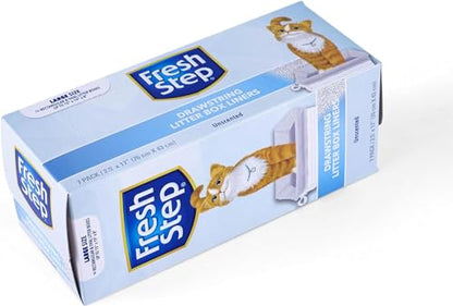 Fresh Step Drawstring Cat Litter Box Liners, Unscented, Size Large, 30" x 17" | Kitty Litter Bags - 7 Count - 36 Pack, Cat Litter Liners for All Cats to Keep Your Home Clean