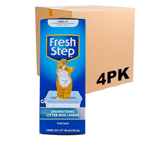 Fresh Step Drawstring Large Litter Box Liners | Heavy Duty Liners for Cat Litter Box | Scented & Unscented Available | Quick & Easy Cleanup, Scented, Large - 4 Pack