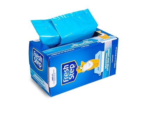 Fresh Step Drawstring Cat Litter Box Liners, Fresh Scent, Size Large, 30" x 17" | Kitty Litter Bags - 15 Count - Cat Litter Liners for Rectangle or Oval Litterboxes