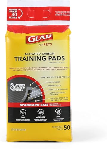 Glad for Pets Black Charcoal Puppy Pads - Super Absorbent Disposable Dog Pee Pads for Potty Training & Crate Training - 23" x 23" - 50 Count - 4 Pack